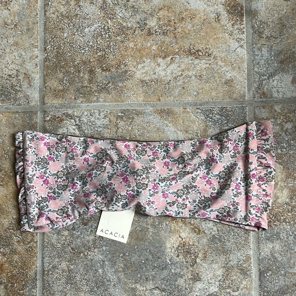 Acacia Baker Printed Bikini Top Extra Small Bandeau Tie Front Size Large NWT - Picture 15 of 15